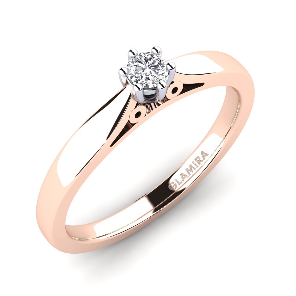 9ct Rose / White Gold Moissanite Engagement Ring Bridal Glory 0.1crt