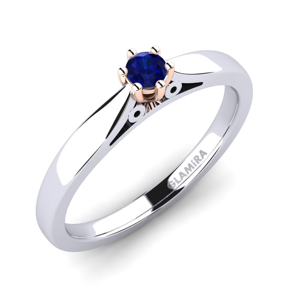 14ct White / Rose Gold Sapphire Engagement Ring Bridal Glory 0.1crt