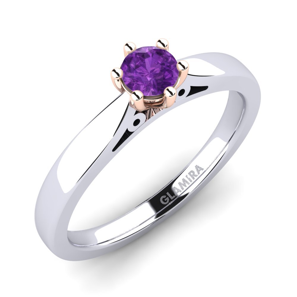 14ct White / Rose Gold Amethyst Engagement Ring Bridal Glory 0.25crt