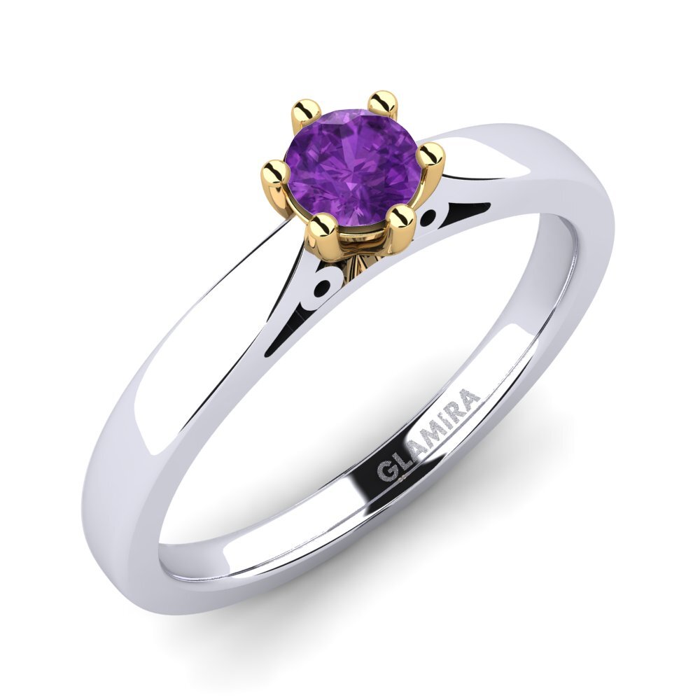 14ct White / Yellow Gold Amethyst Engagement Ring Bridal Glory 0.25crt
