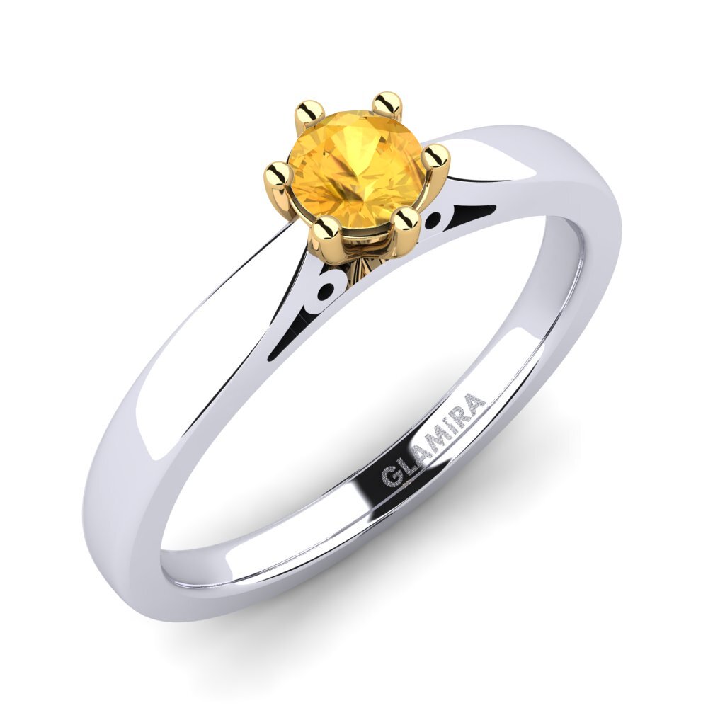 14ct White / Yellow Gold Citrine Engagement Ring Bridal Glory 0.25crt