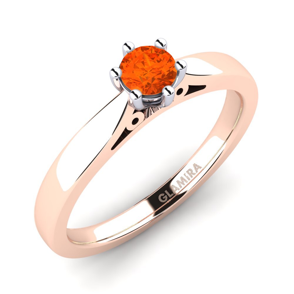14ct Rose / White Gold Fire-Opal Engagement Ring Bridal Glory 0.25crt