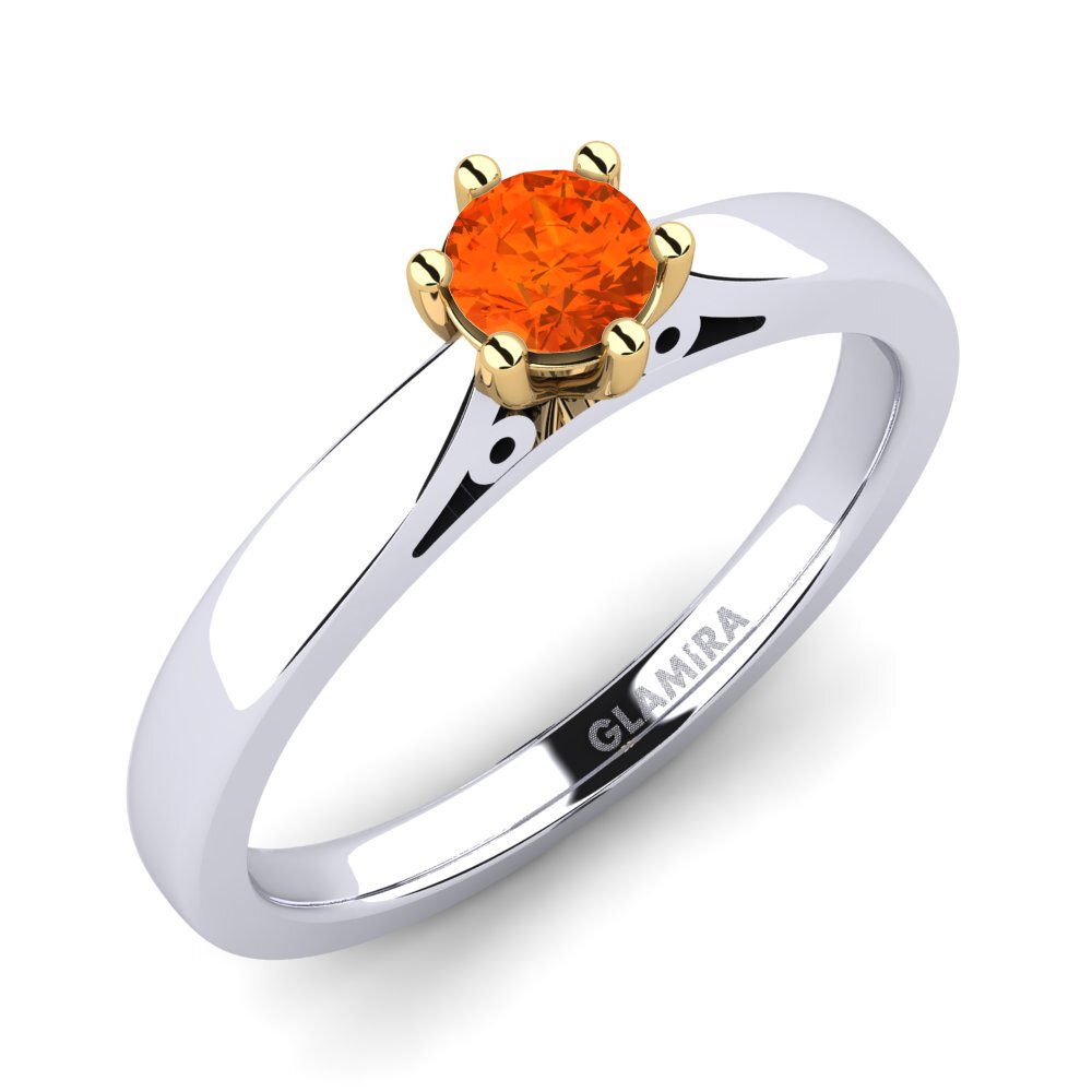 14ct White / Yellow Gold Fire-Opal Engagement Ring Bridal Glory 0.25crt
