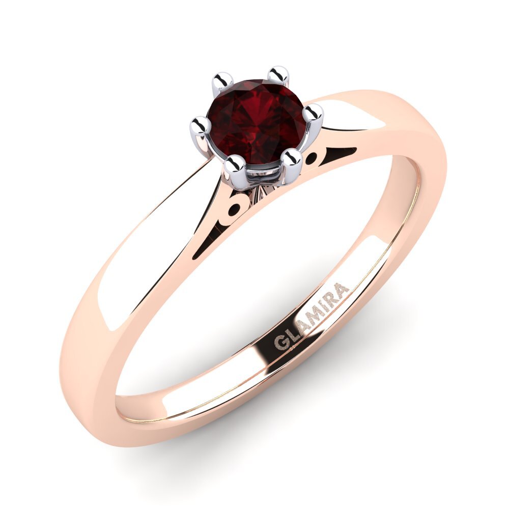 9ct Rose / White Gold Garnet Engagement Ring Bridal Glory 0.25crt