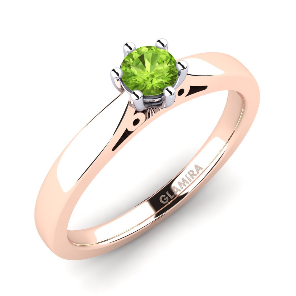 14ct Rose / White Gold Peridot Engagement Ring Bridal Glory 0.25crt