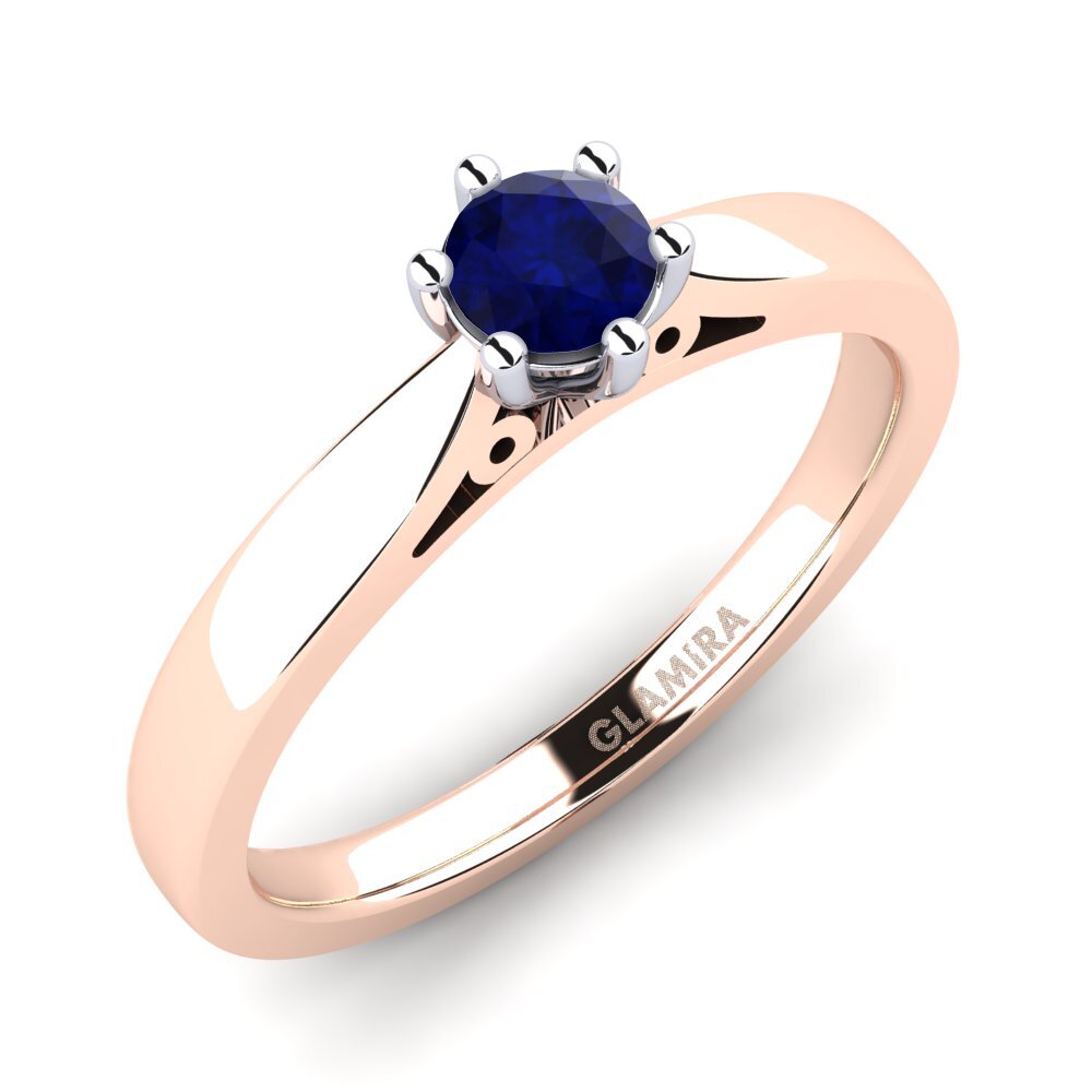 14ct Rose / White Gold Sapphire Engagement Ring Bridal Glory 0.25crt