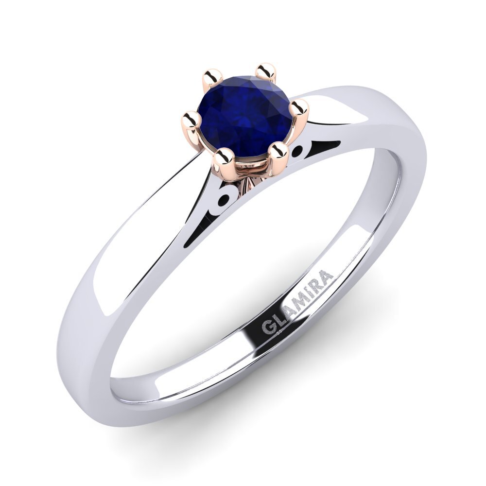14ct White / Rose Gold Sapphire Engagement Ring Bridal Glory 0.25crt