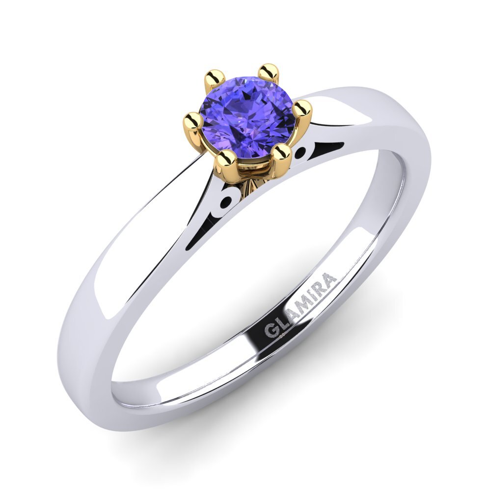 14ct White / Yellow Gold Tanzanite Engagement Ring Bridal Glory 0.25crt