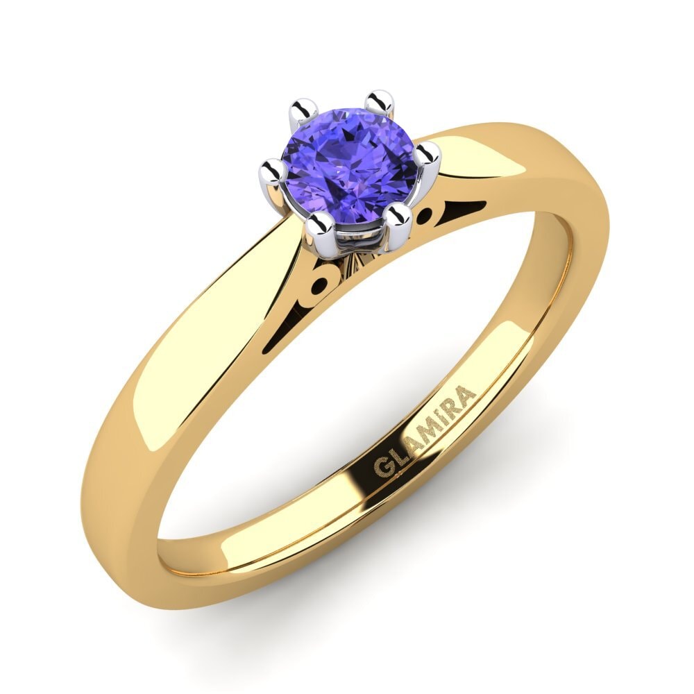14ct Yellow / White Gold Tanzanite Engagement Ring Bridal Glory 0.25crt