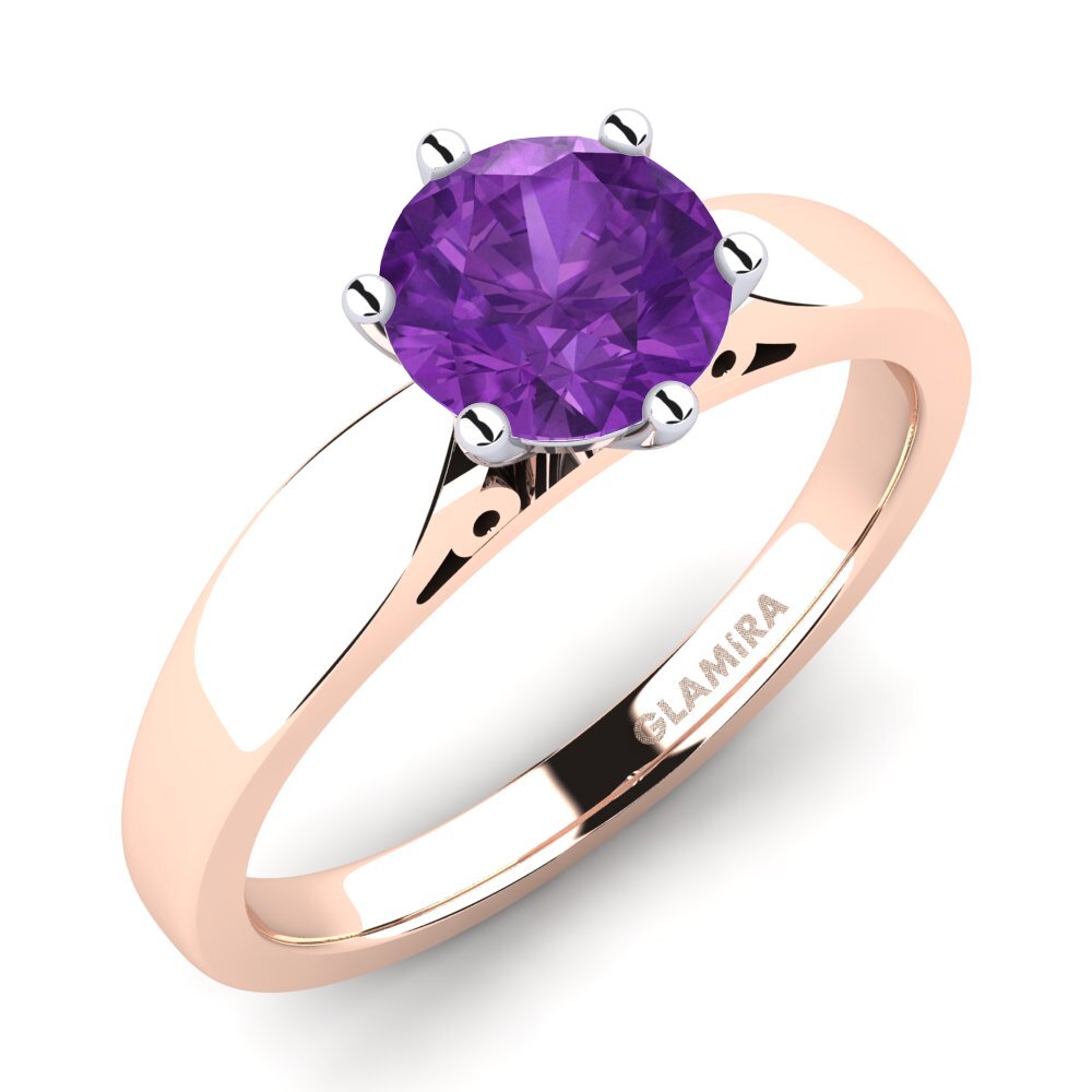 14ct Rose / White Gold Amethyst Engagement Ring Bridal Glory 1.0crt