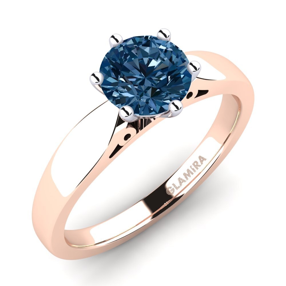 14ct Rose / White Gold Blue Diamond Engagement Ring Bridal Glory 1.0crt
