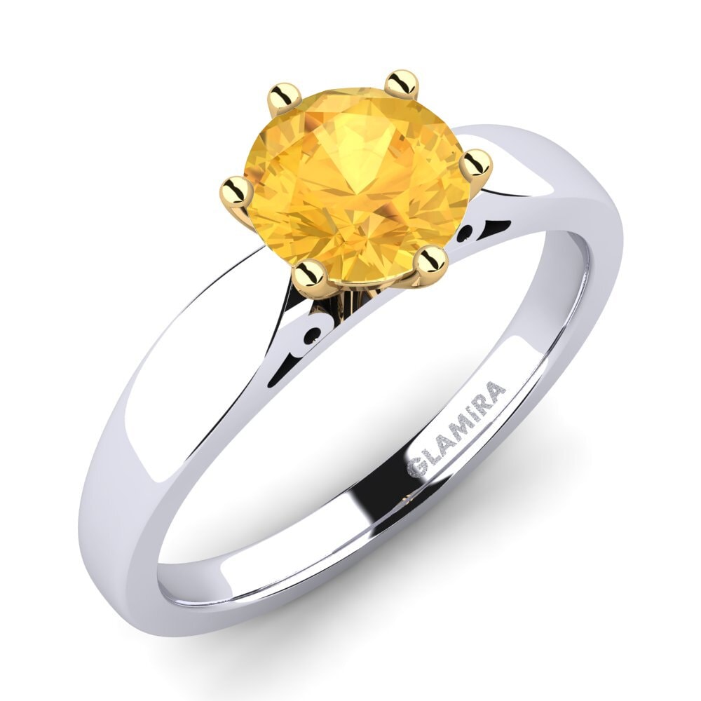 14ct White / Yellow Gold Citrine Engagement Ring Bridal Glory 1.0crt
