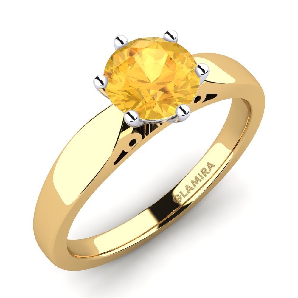 14ct Yellow / White Gold Citrine Engagement Ring Bridal Glory 1.0crt
