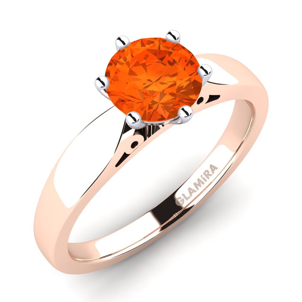14ct Rose / White Gold Fire-Opal Engagement Ring Bridal Glory 1.0crt