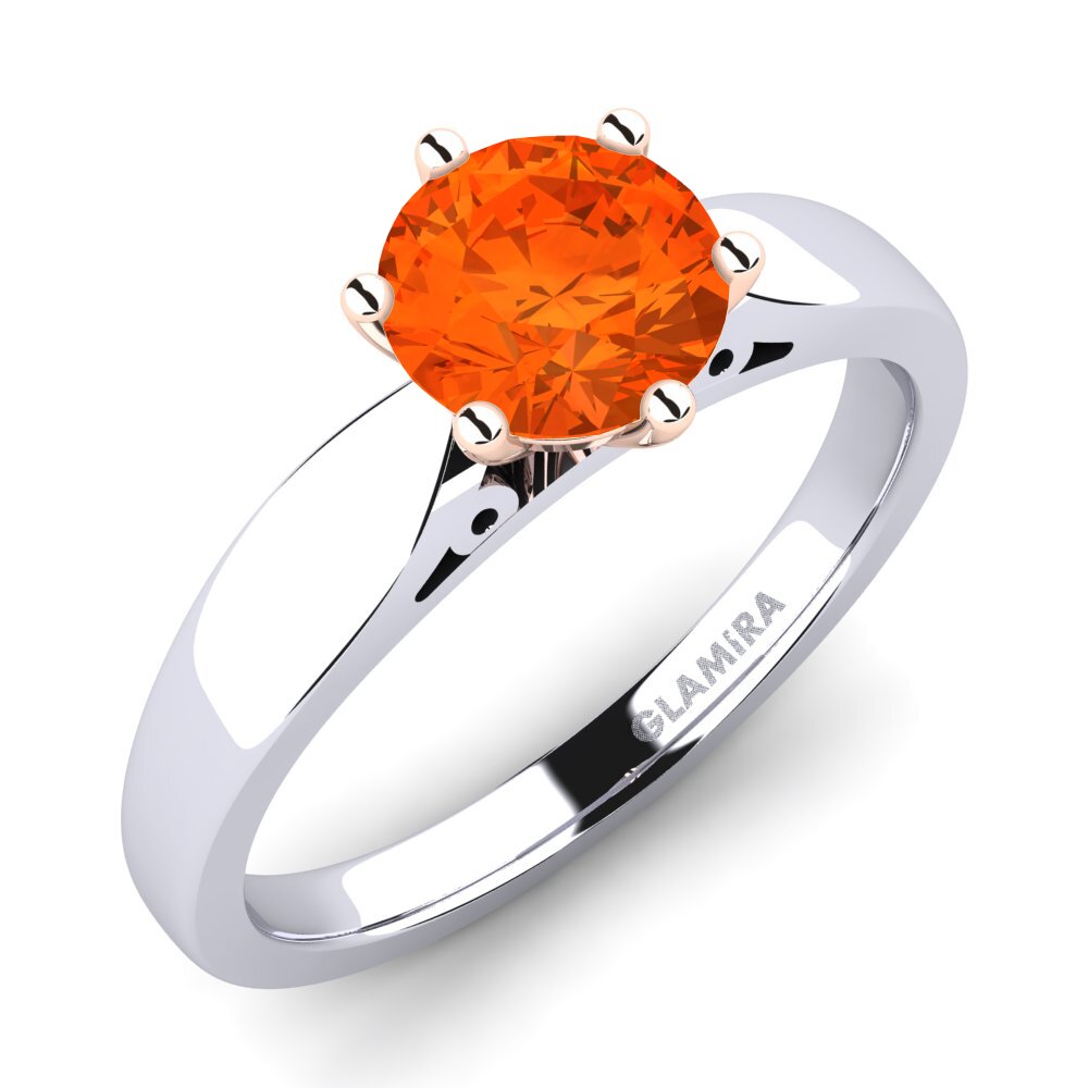 14ct White / Rose Gold Fire-Opal Engagement Ring Bridal Glory 1.0crt