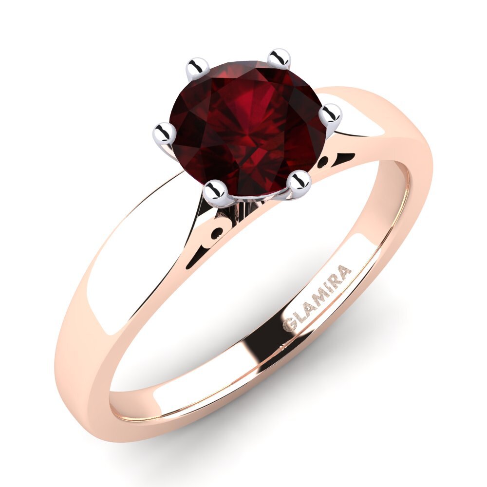 9ct Rose / White Gold Garnet Engagement Ring Bridal Glory 1.0crt