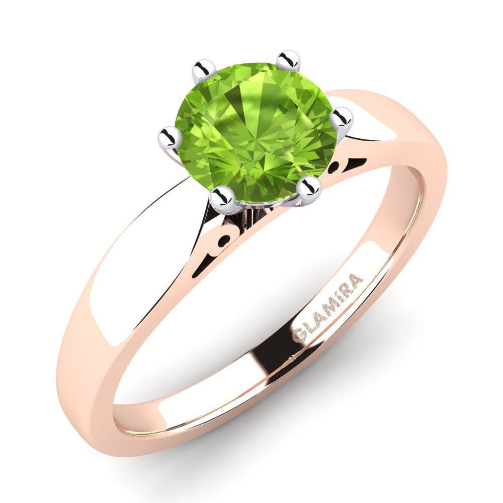 14ct Rose / White Gold Peridot Engagement Ring Bridal Glory 1.0crt