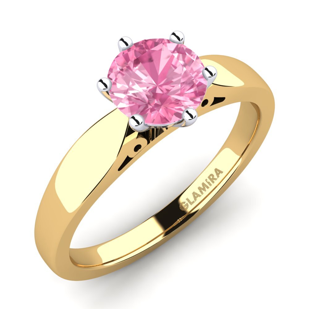 14ct Yellow / White Gold Pink Sapphire Engagement Ring Bridal Glory 1.0crt