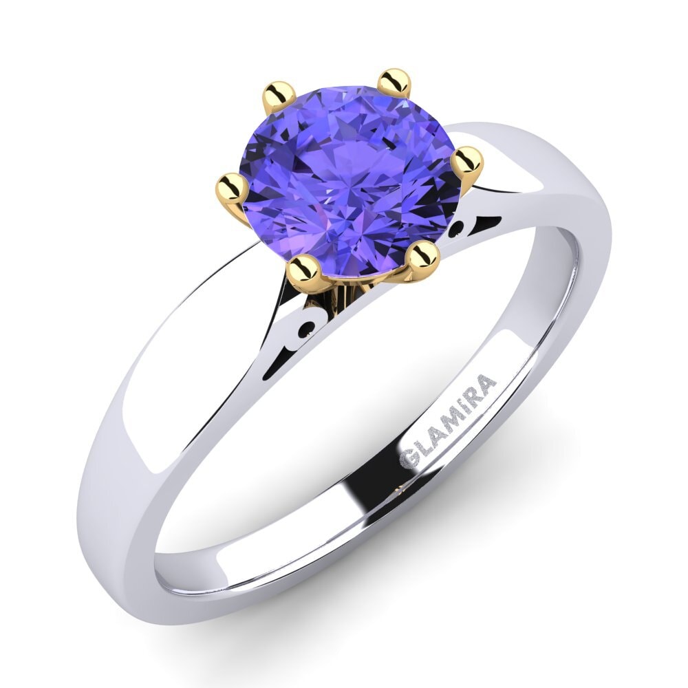 14ct White / Yellow Gold Tanzanite Engagement Ring Bridal Glory 1.0crt