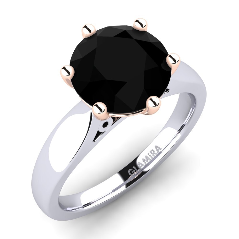 9ct White & Rose Gold Black Onyx Engagement Ring Bridal Glory 3.0 crt