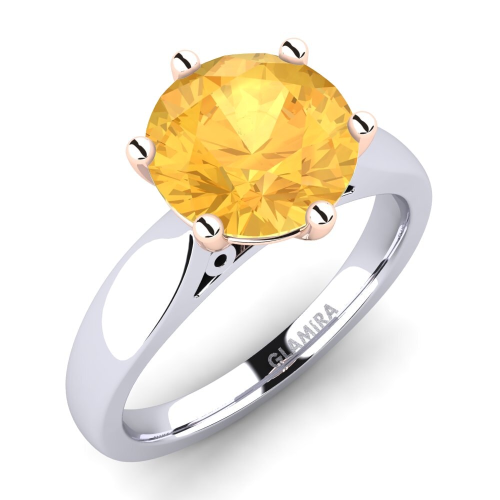 Białe & Różowe Złoto 585 Cytryn Pierścionek zaręczynowy Bridal Glory 3.0crt
