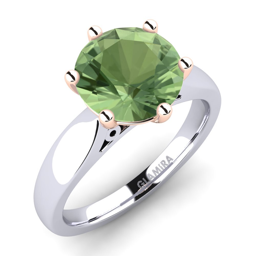 Białe & Różowe Złoto 585 Zielony szafir Pierścionek zaręczynowy Bridal Glory 3.0crt
