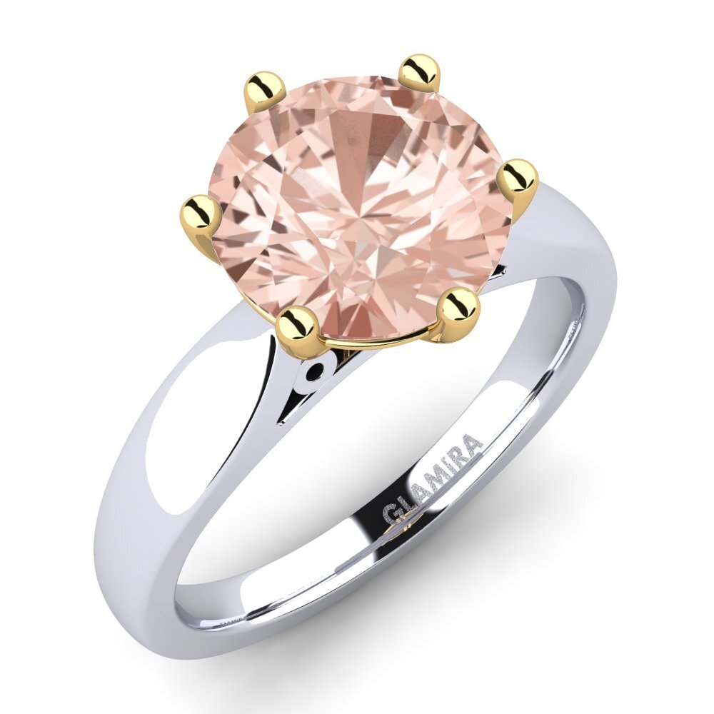 14ct White / Yellow Gold Morganite Engagement Ring Bridal Glory 3.0crt