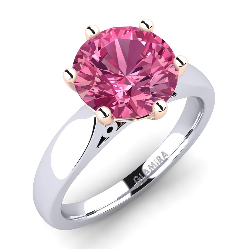 14ct White & Rose Gold Pink Tourmaline Engagement Ring Bridal Glory 3.0 crt
