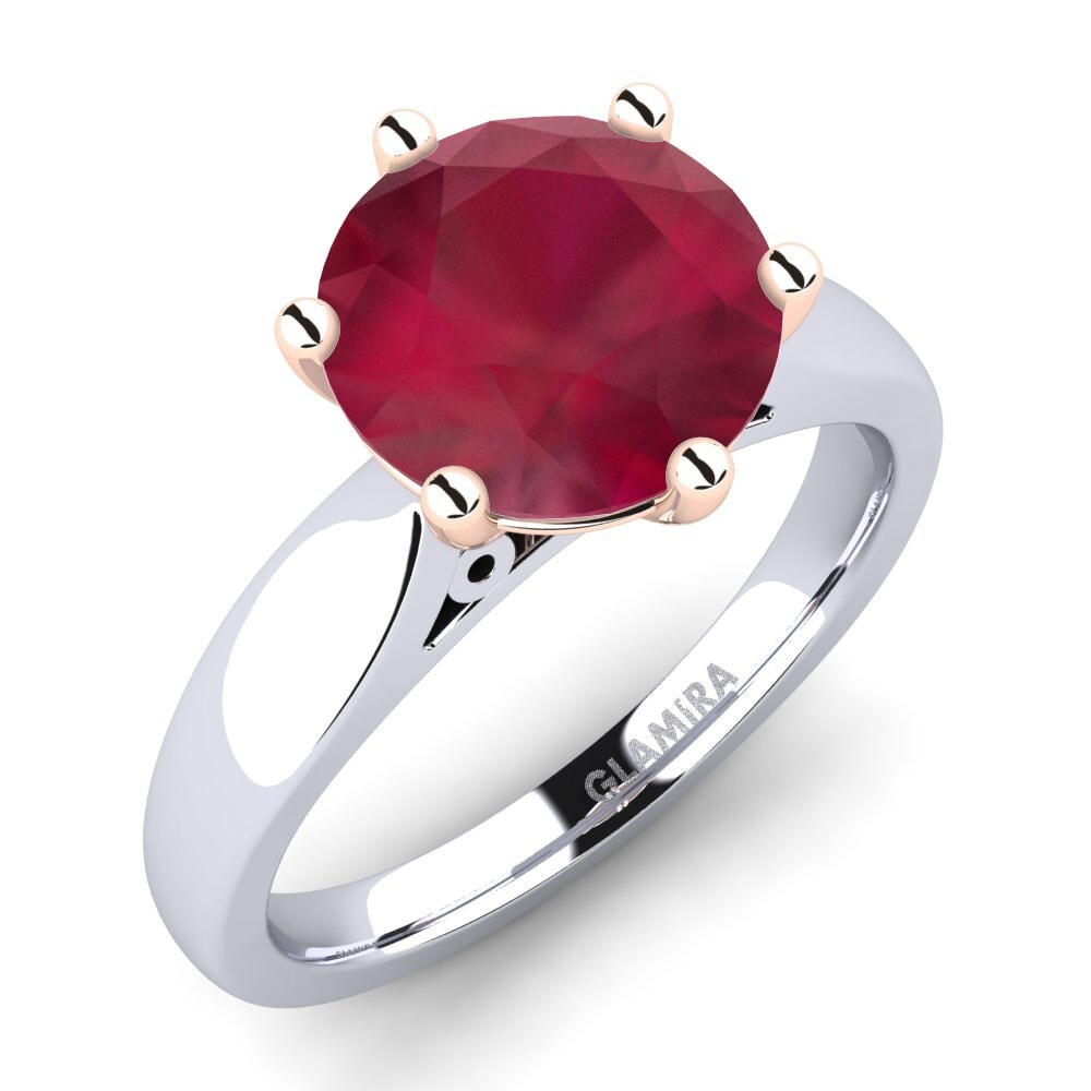 14ct White & Rose Gold Ruby Engagement Ring Bridal Glory 3.0 crt