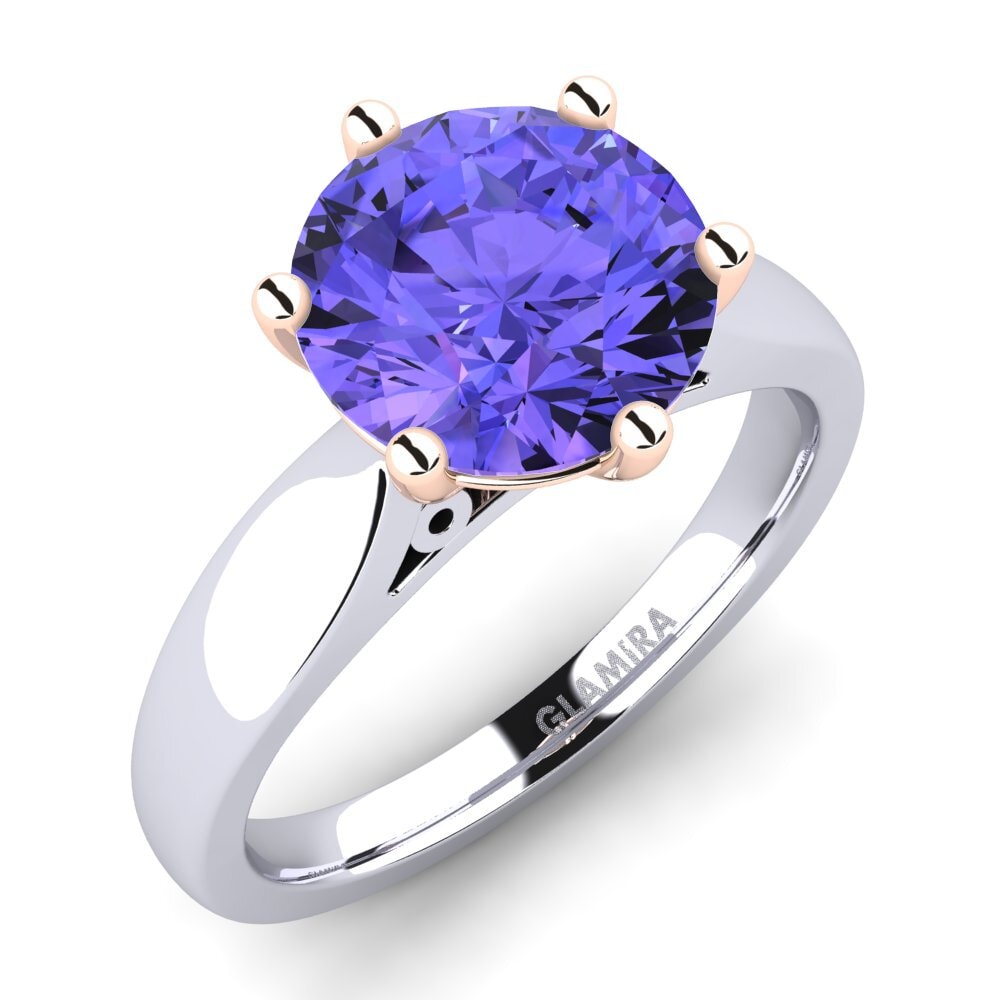 Białe & Różowe Złoto 585 Tanzanit Pierścionek zaręczynowy Bridal Glory 3.0crt