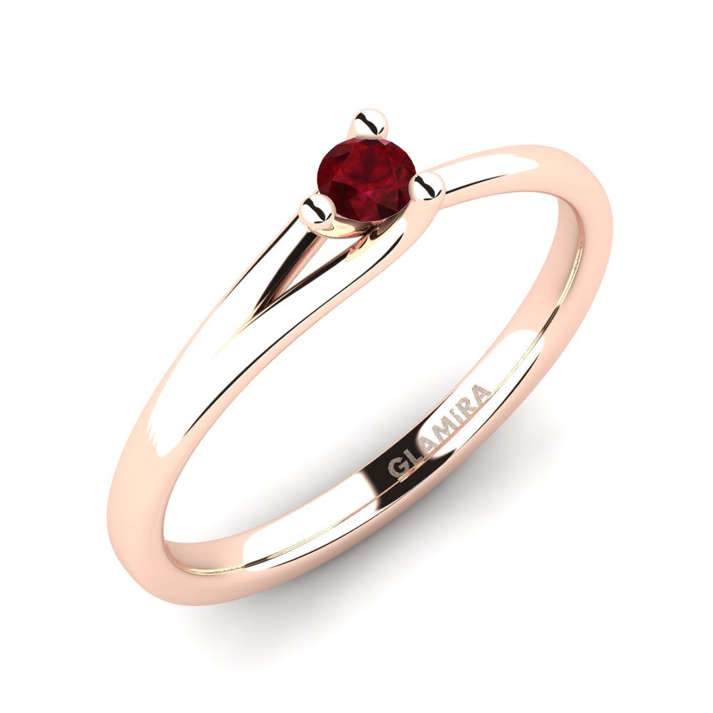 14ct Rose Gold Ruby Engagement Ring Bridal Heart 0.1crt