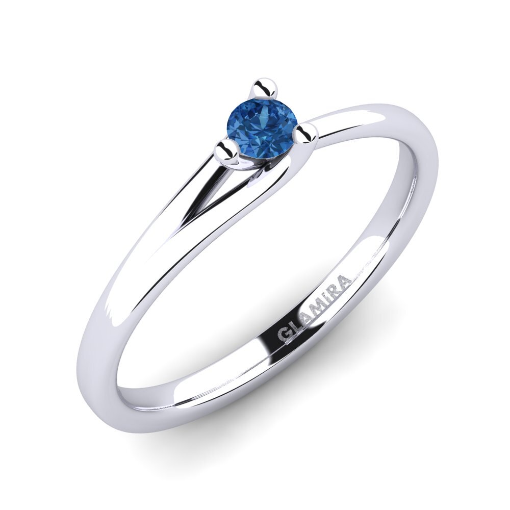 Dark Blue Zirconia Engagement Ring Bridal Heart 0.1crt