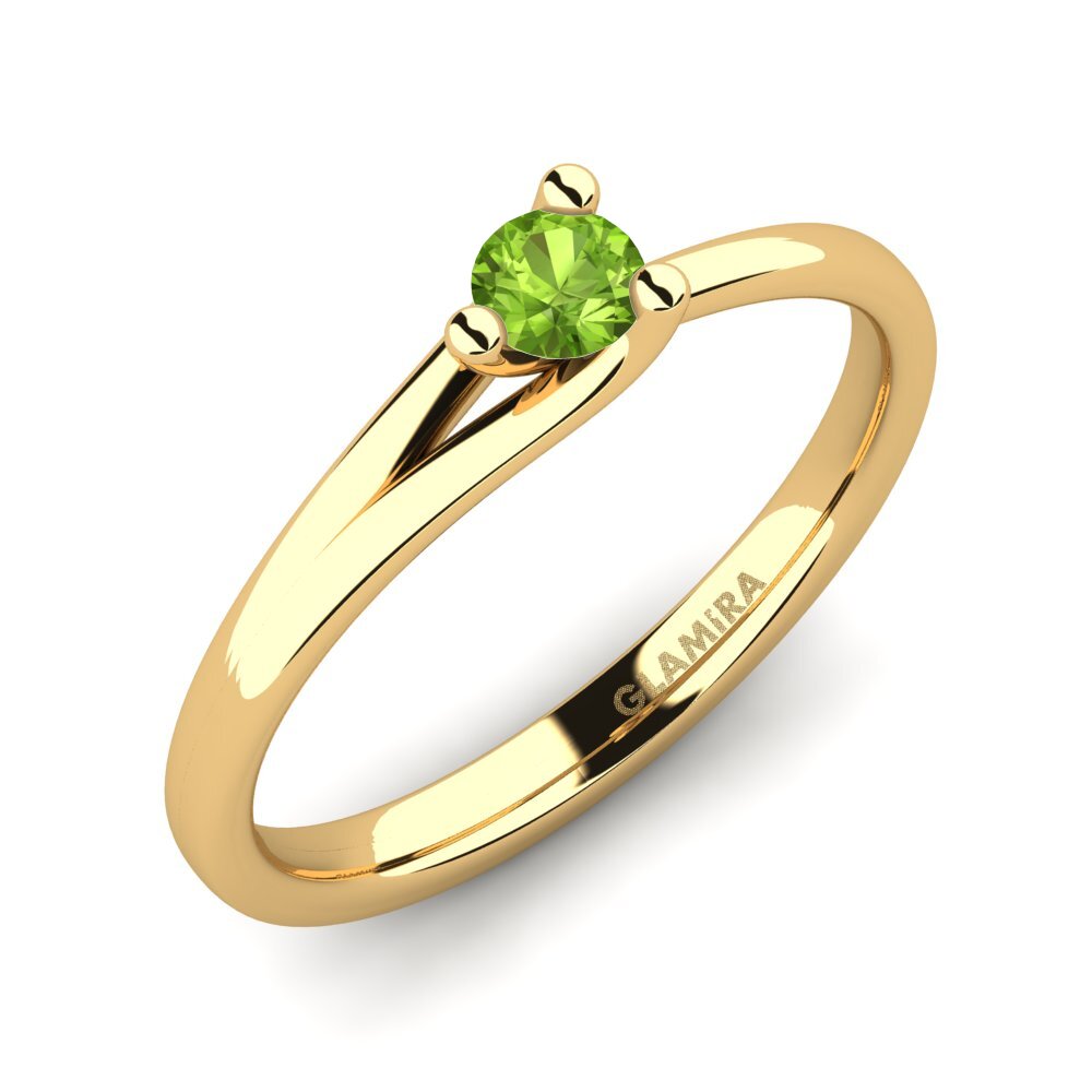 9k Oro Amarillo Peridoto Anillo de compromiso Bridal Heart 0.16crt