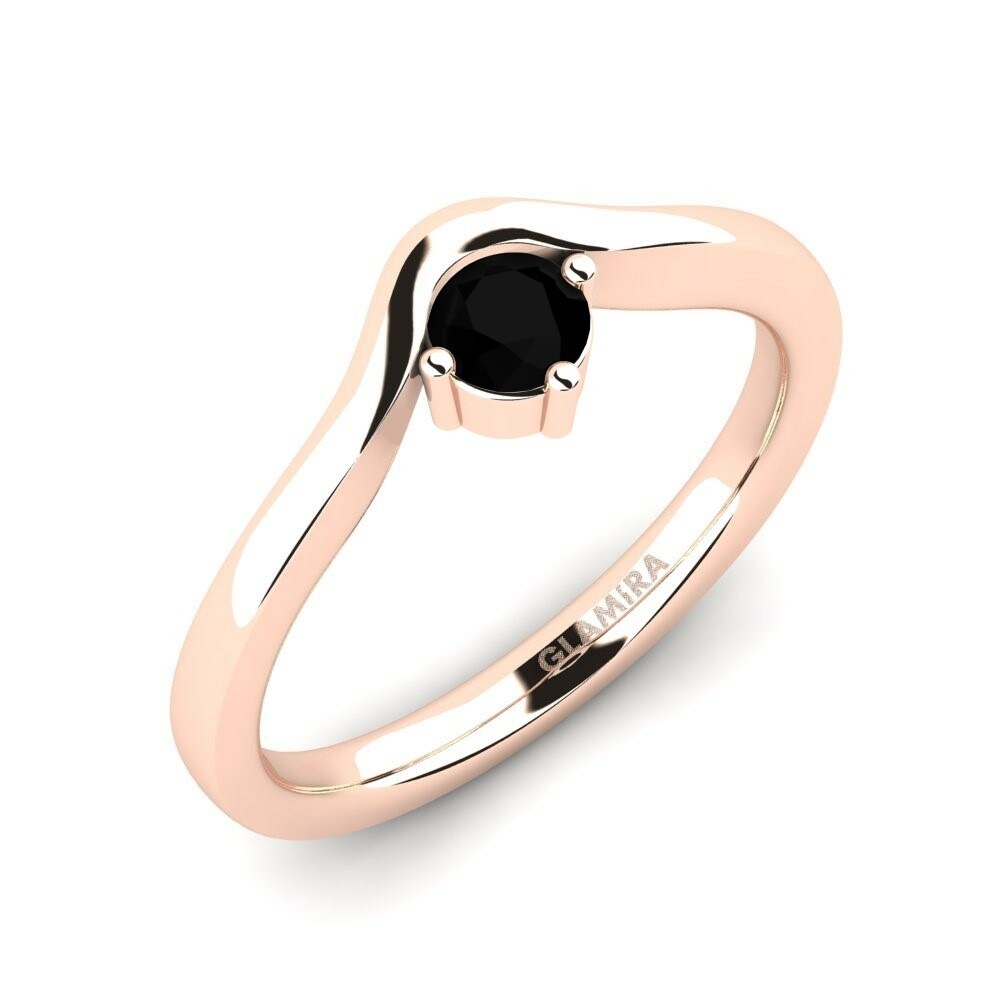Design Solitaire Black Sapphire Engagement Ring Bridal Love