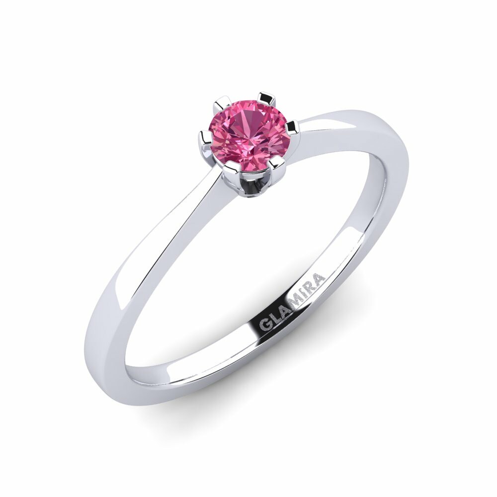 Classic Solitaire Engagement Rings Bridal Rise 585 White Gold Pink Tourmaline