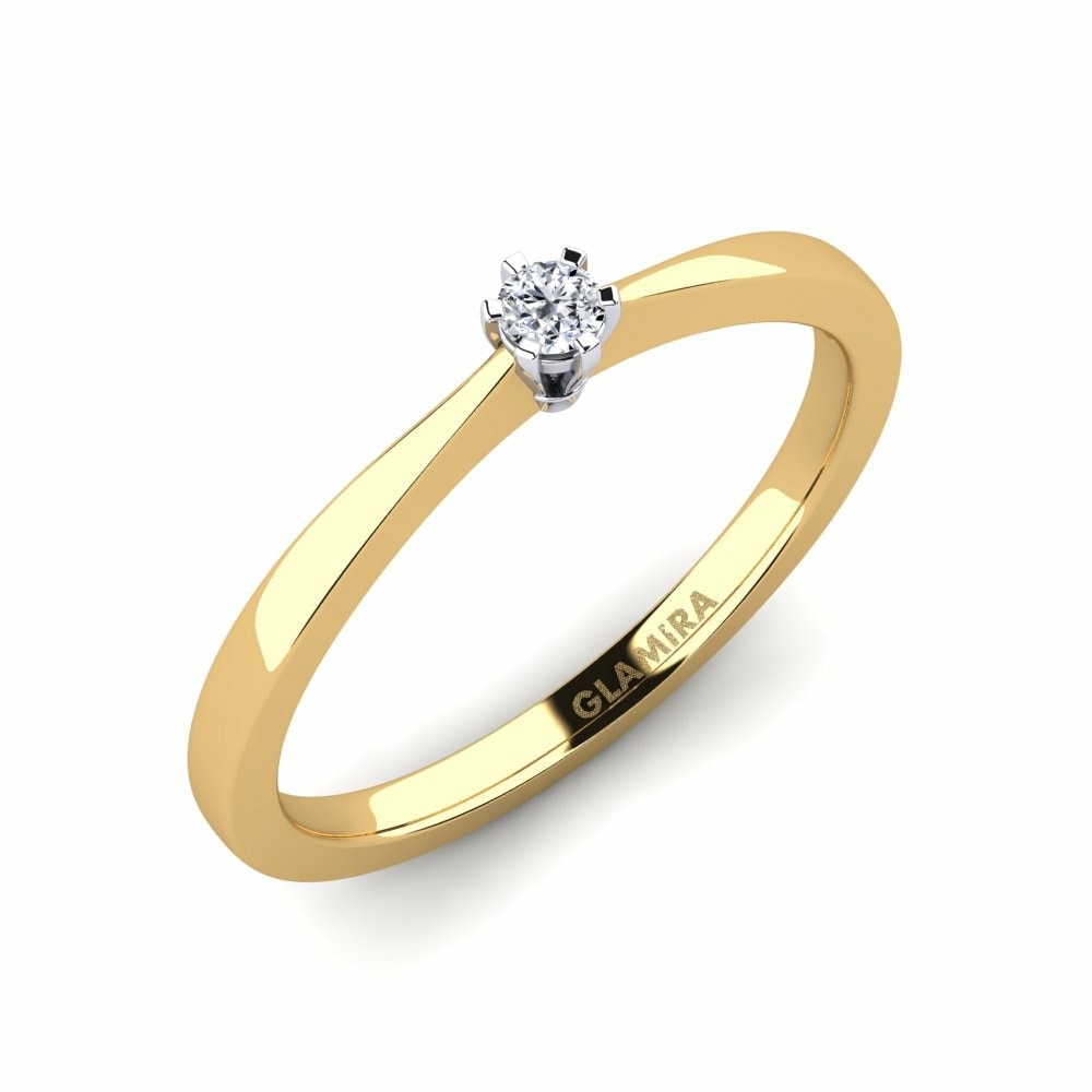 9k Yellow & White Gold Engagement Ring Bridal Rise 0.05crt