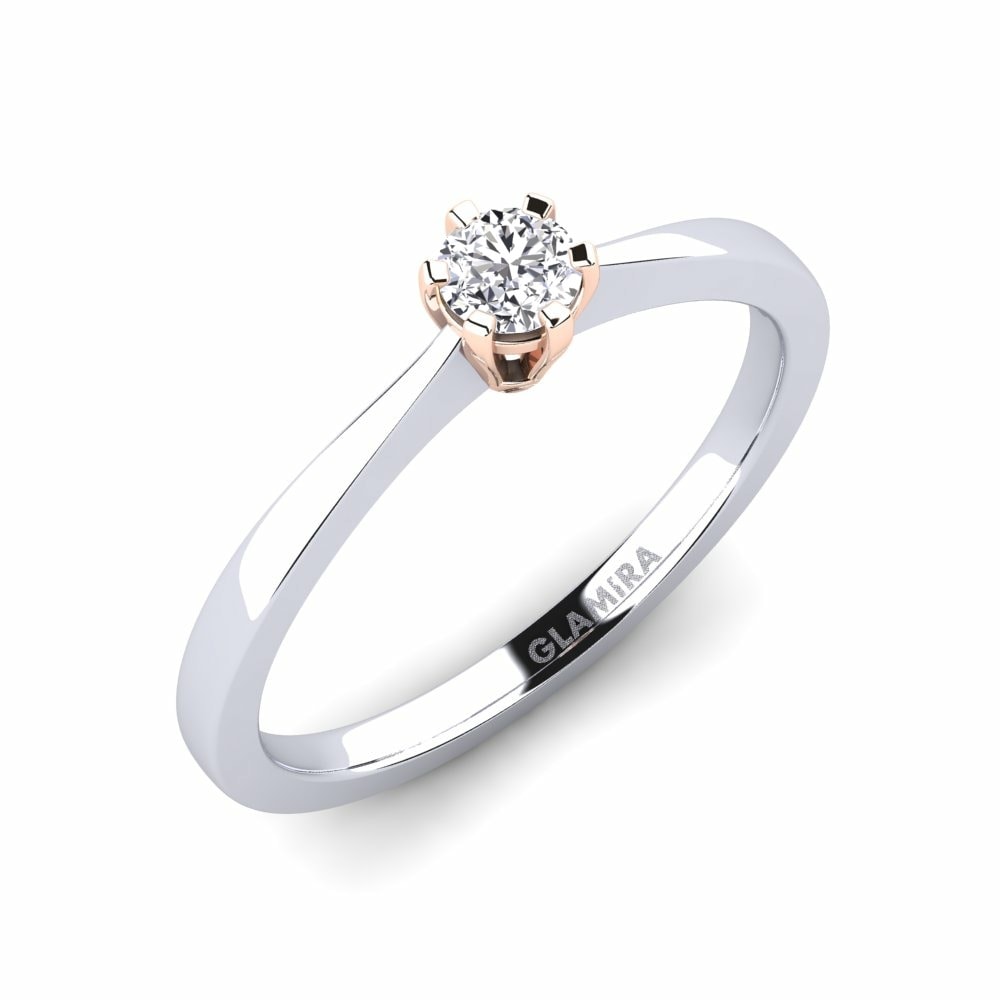 18k White & Rose Gold Engagement Ring Bridal Rise 0.16crt
