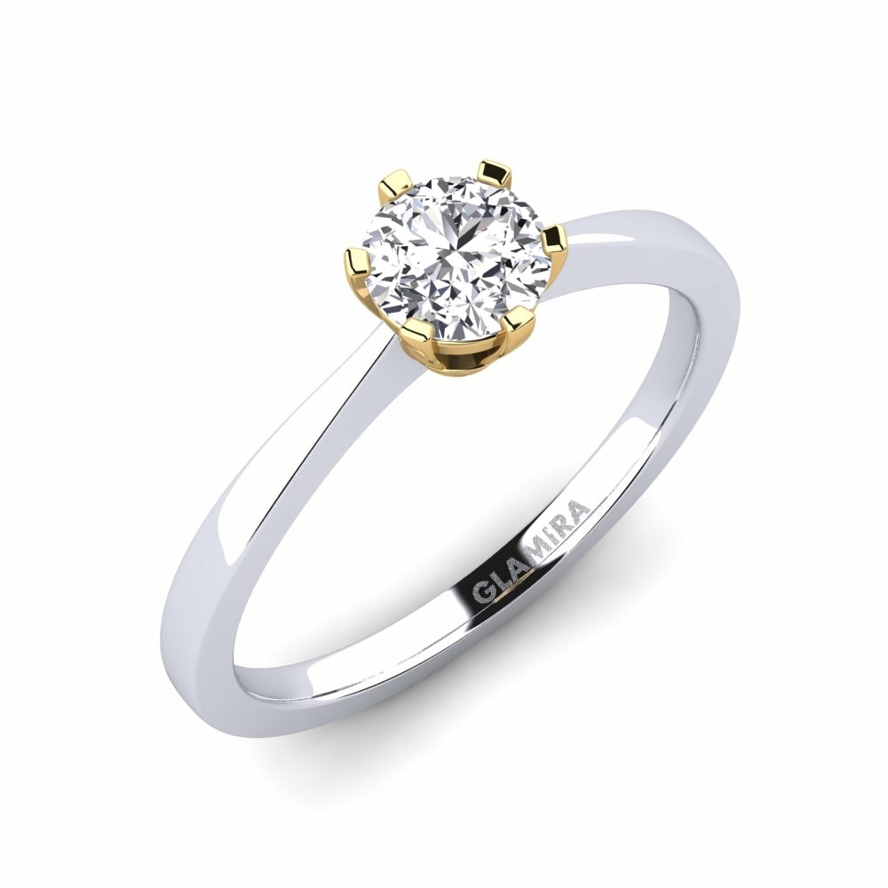 Classic Solitaire Engagement Rings GLAMIRA Bridal Rise 0.5crt 585 White & Yellow Gold Lab Grown Diamond