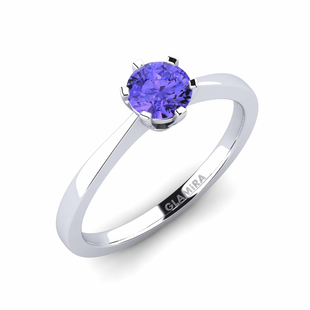 Classic Solitaire Engagement Rings Bridal Rise 0.5 Crt 585 White Gold Tanzanite