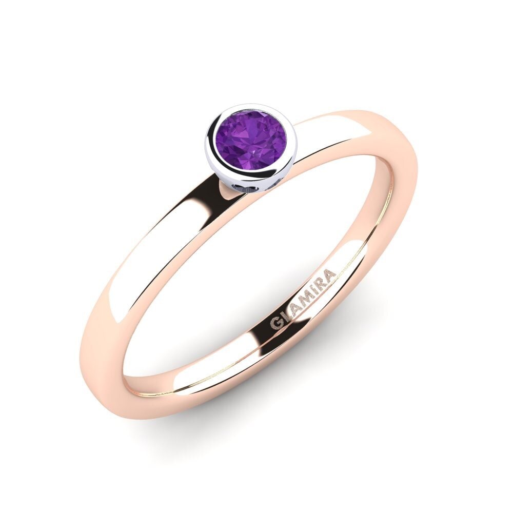 14ct Rose / White Gold Amethyst Engagement Ring Bridal Passion 0.16 crt