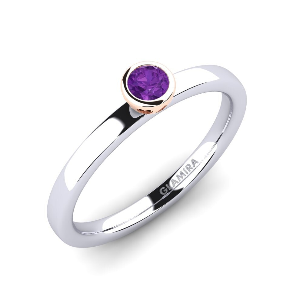 14ct White / Rose Gold Amethyst Engagement Ring Bridal Passion 0.16 crt