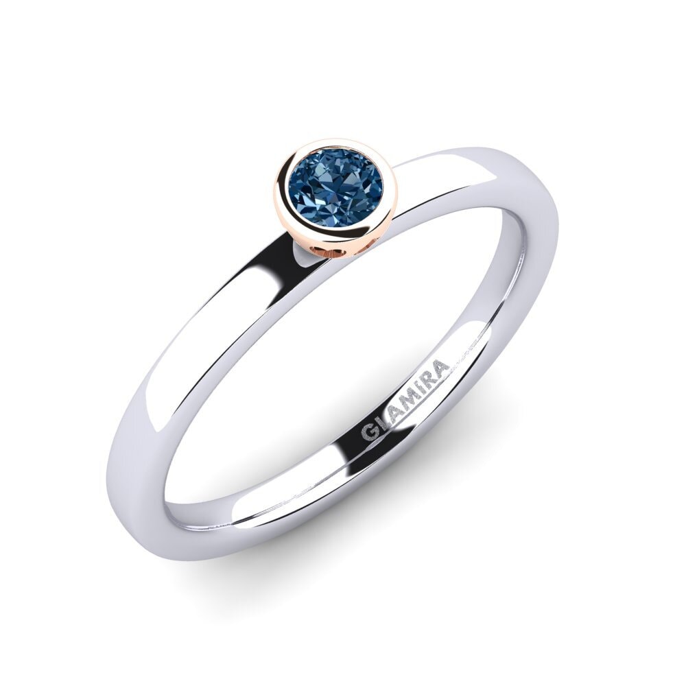 14ct White / Rose Gold Blue Diamond Engagement Ring Bridal Passion 0.16 crt
