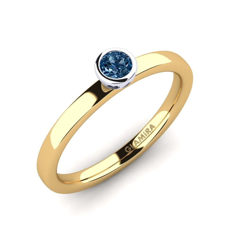 14ct Yellow / White Gold Blue Diamond Engagement Ring Bridal Passion 0.16 crt
