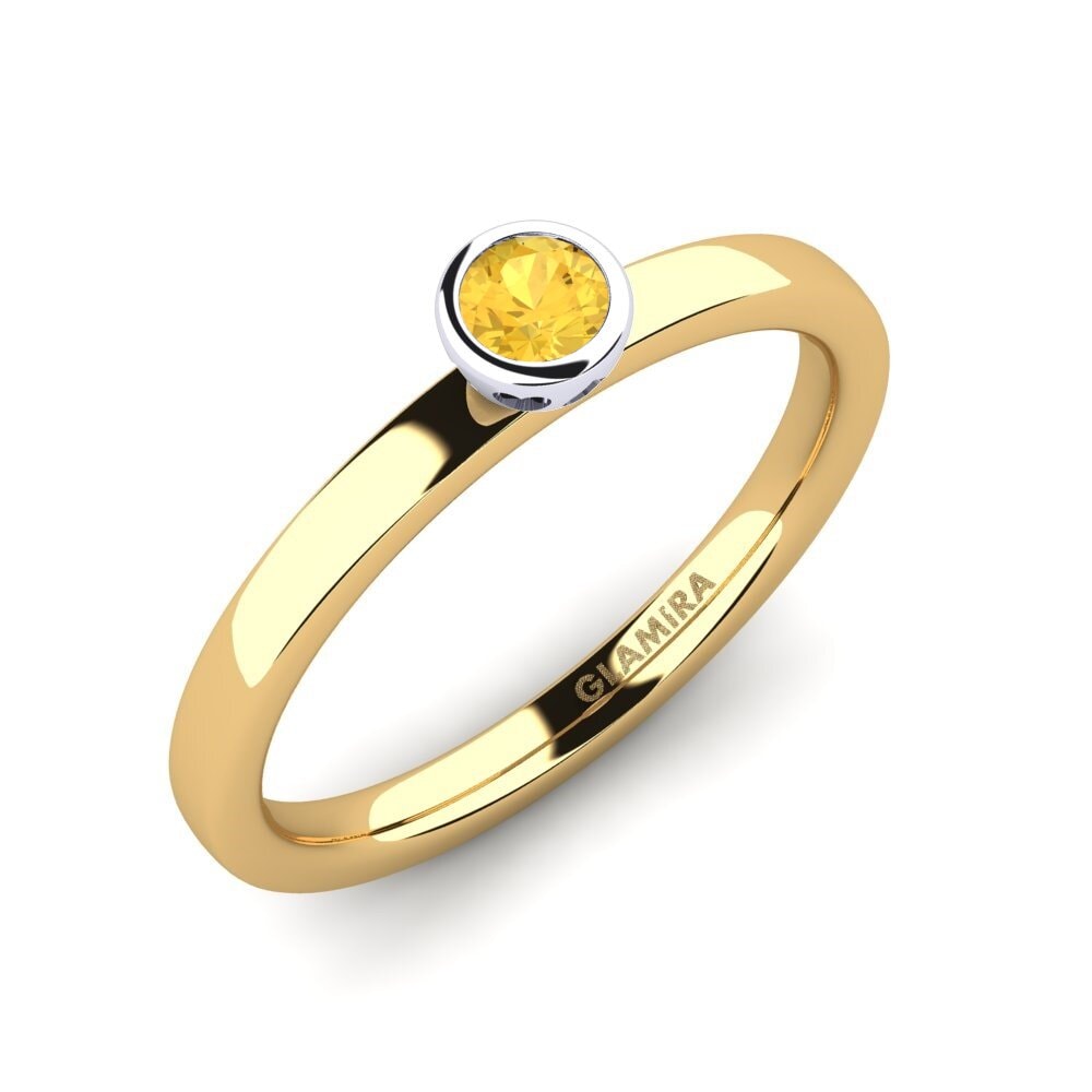 14ct Yellow / White Gold Citrine Engagement Ring Bridal Passion 0.16 crt