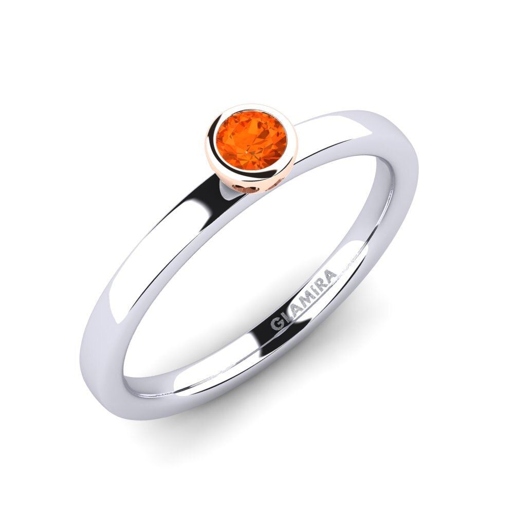 14ct White / Rose Gold Fire-Opal Engagement Ring Bridal Passion 0.16 crt