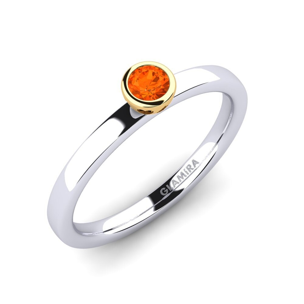 14ct White / Yellow Gold Fire-Opal Engagement Ring Bridal Passion 0.16 crt