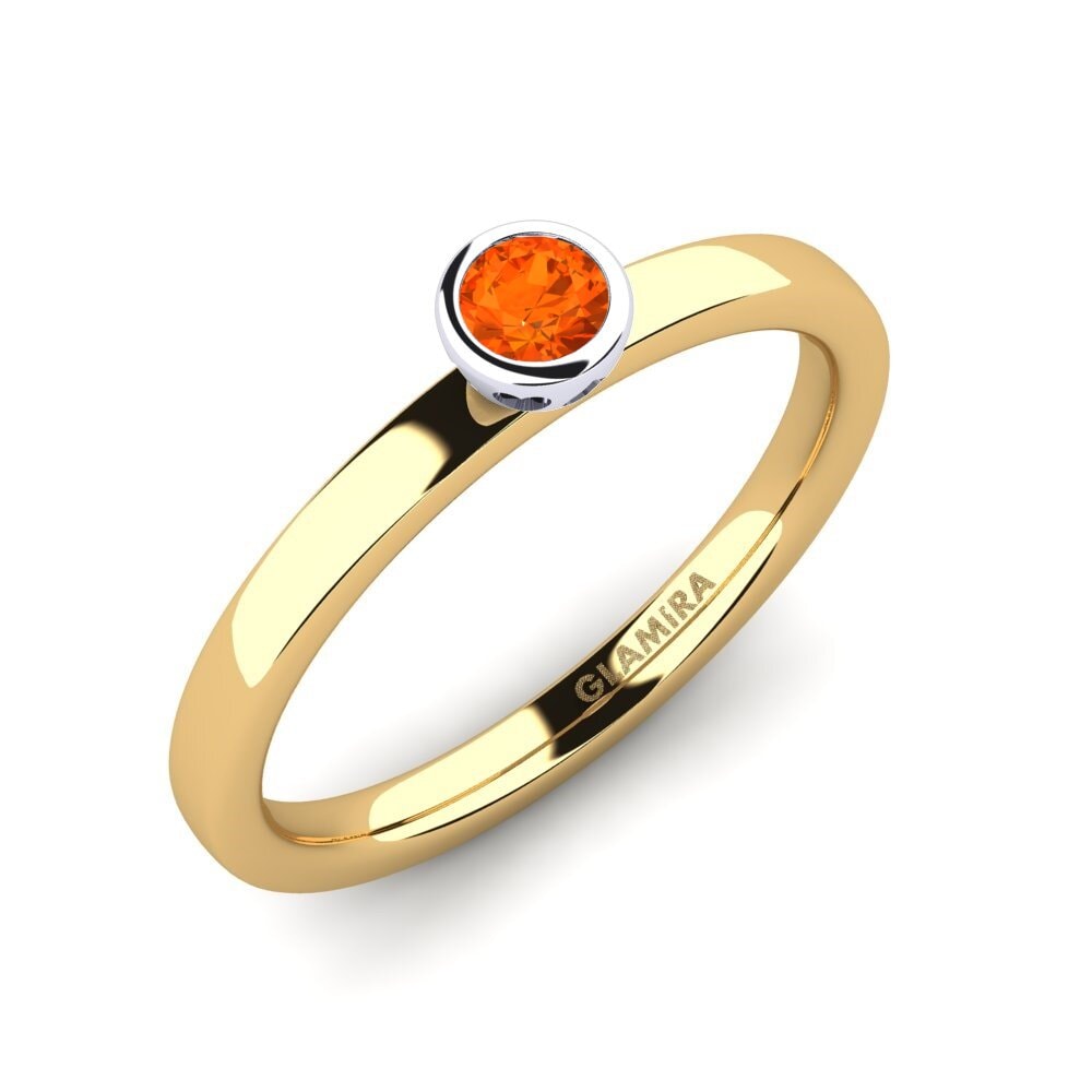 14ct Yellow / White Gold Fire-Opal Engagement Ring Bridal Passion 0.16 crt