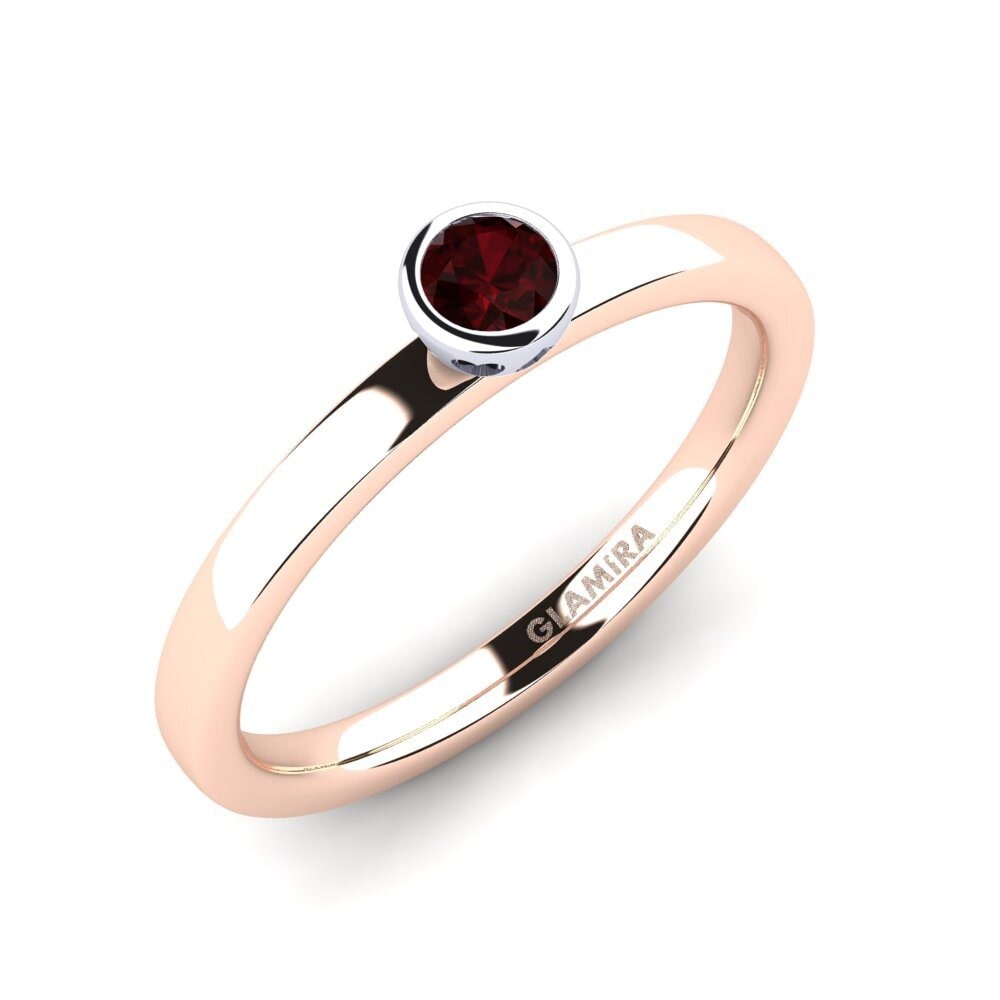 14ct Rose / White Gold Garnet Engagement Ring Bridal Passion 0.16 crt