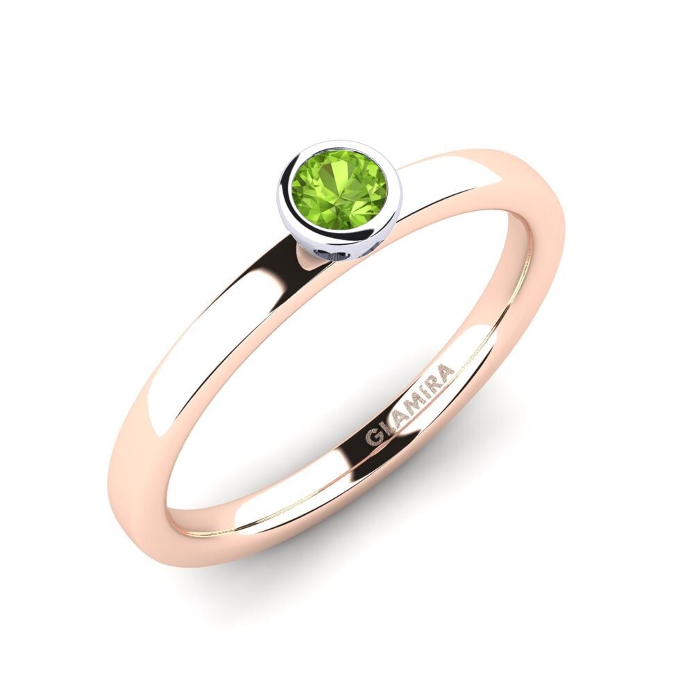 14ct Rose / White Gold Peridot Engagement Ring Bridal Passion 0.16 crt