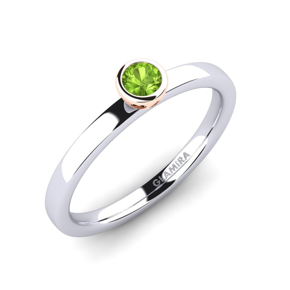 14ct White / Rose Gold Peridot Engagement Ring Bridal Passion 0.16 crt